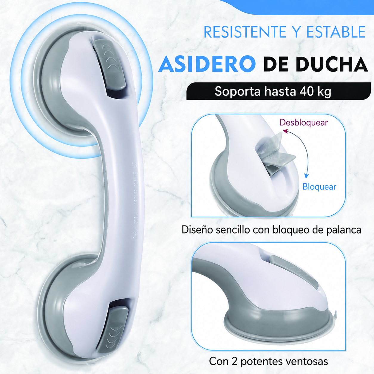 Pack de 2 Asideros de Seguridad con Ventosas